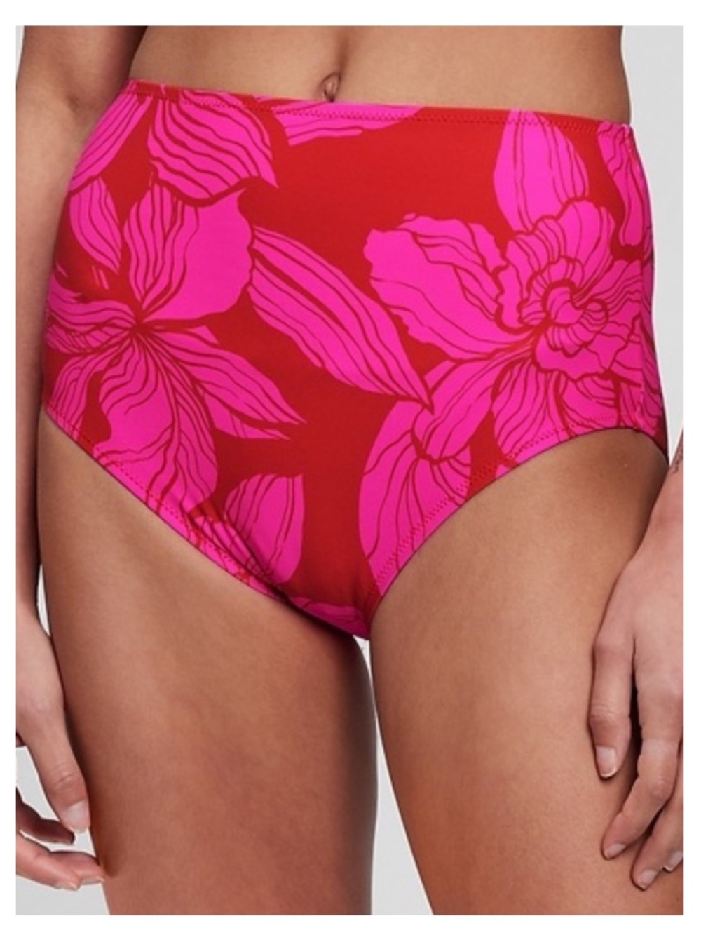 NWT GAP High-Waisted Bikini Bottom in Fuchsia Floral Print XL